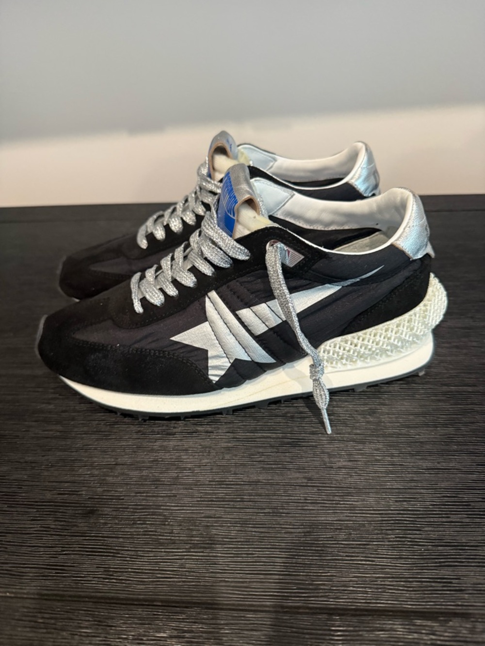 Golden Goose Black Silver Accent Athletic Sneakers - Picture 3 of 9